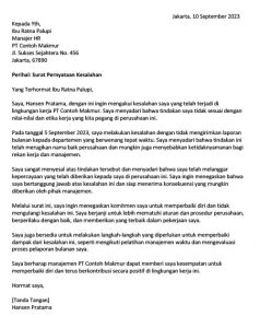 Contoh Surat Pernyataan Kesalahan: Tidak Akan Mengulangi Lagi - OnTime ...